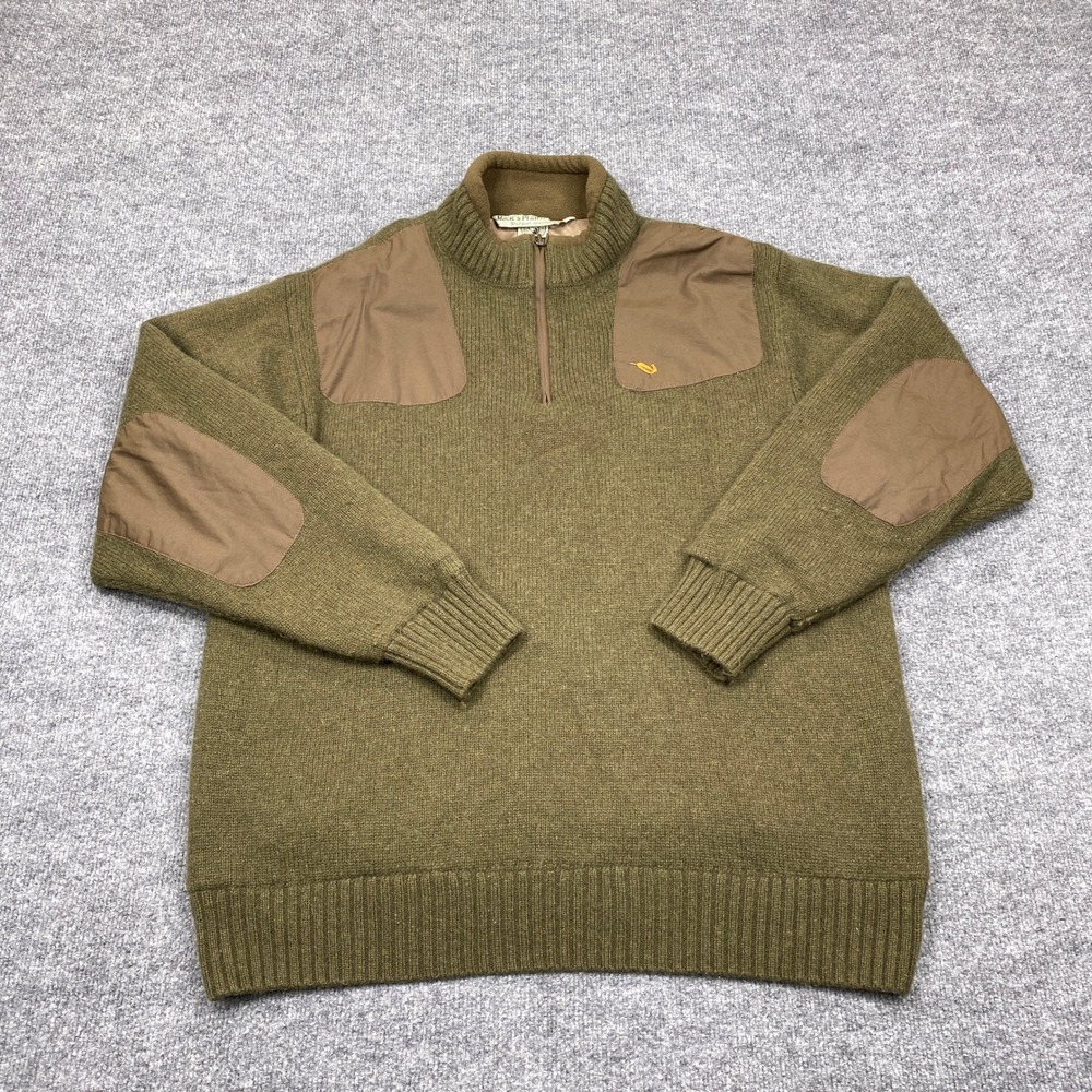 Mack's Prairie Wings Sweater Mens 2XL Brown Wool Blend 1/4 Zip Shooting Pullover